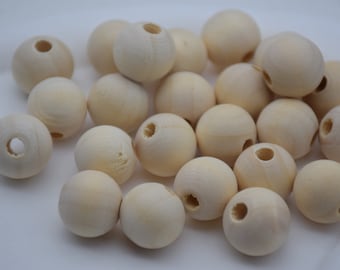 Perles de bois rondes de 16 mm, breloques de boule en bois, pendentifs en bois naturels inachevés, perles géométriques en bois, accessoire de bijoux en bois de bricolage, artisanat en bois