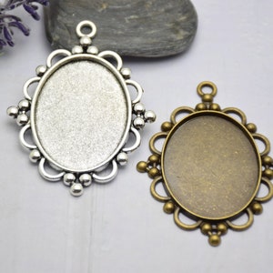 5pcs metal oval pendant tray,bezel base setting,tray base setting,fit for 30x40mm cabochons,cameo