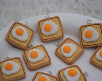Egg Toast Bread Resin Charms,Flat Back Resin Cabochon Pendants,Jewelry Making Supply,Decoden Findings,DIY Jewelry Earring Necklace Bracelet