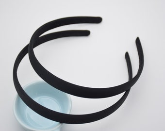 5 black plastic headband,satin wrapped headband,satin hair band,15mm headband,blank headband,hair accessories