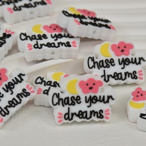 Perline in silicone Chase Your Dreams Focal, perline per penna fai da te all'ingrosso, perline con ciondolo regalo, accessori per gioielli, forniture artigianali, braccialetti, portachiavi, cordini
