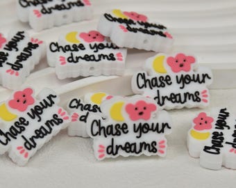 Chase Your Dreams Focal Silicone Beads,Wholesale DIY Pen Bead,Gifts Charm Beads,Jewelry Accessories,Craft Supplies,Wristlet,Keychain,Lanyard