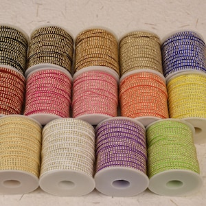 One Roll 20 Yards Gold Tone Studs Flat Faux Suede Leather Cord,Suede Lace,Jewelry Cord,DIY Cord Supplies 5x1.5mm