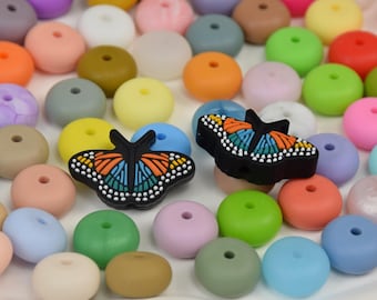 Butterfly Focal Silicone Beads,Animal DIY Focus Pen Bead,Loose Beads,Gifts Beads,Jewelry Accessories,Craft Supplies,Wristlet,Lanyard Beads