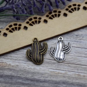 12 Ciondoli a forma di cactus, a forma di fiore di cactus, pianta del deserto, cactus saguaro, succulento in vaso, ciondolo per collana, bracciale e orecchino, 21 mm*18 mm