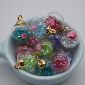 10 mix colors glass globe charm,crystal ball,round shape inside ball pendant,glass bubble,necklace bracelet earring,21*16mm
