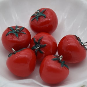 10 Resin/Plastic Tomato Cabochon,Christmas Tree Ornament,Party Decor,House Decoration,Kawaii Decoden Cute Food Charm Pendants,23mmx22mm
