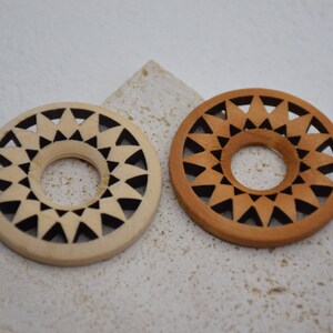 35mm Round Wooden Charms,DIY Wooden Earrings,Filigree Flower Boho Ethnic Wood,Natural Unfinished Wooden Pendants,Dangle Drop Earring Jewelry