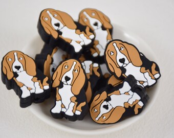 Contas de silicone com estampa de cachorro de desenho animado, Contas de caneta faça você mesmo no atacado, Contas de berloques para presentes, Acessórios de joalheria, Suprimentos para artesanato, Pulseira, Chaveiro, Cordão