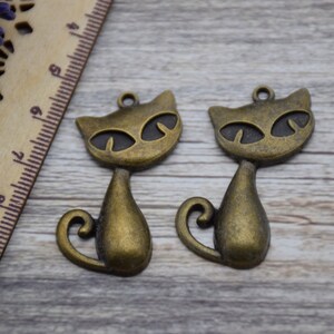 10 Cat Charm Kitty Charm Cat Lover Charm Pet Lover Charm Animal Charms Pendants Earring Necklace Bracelet Craft 39mm*29mm