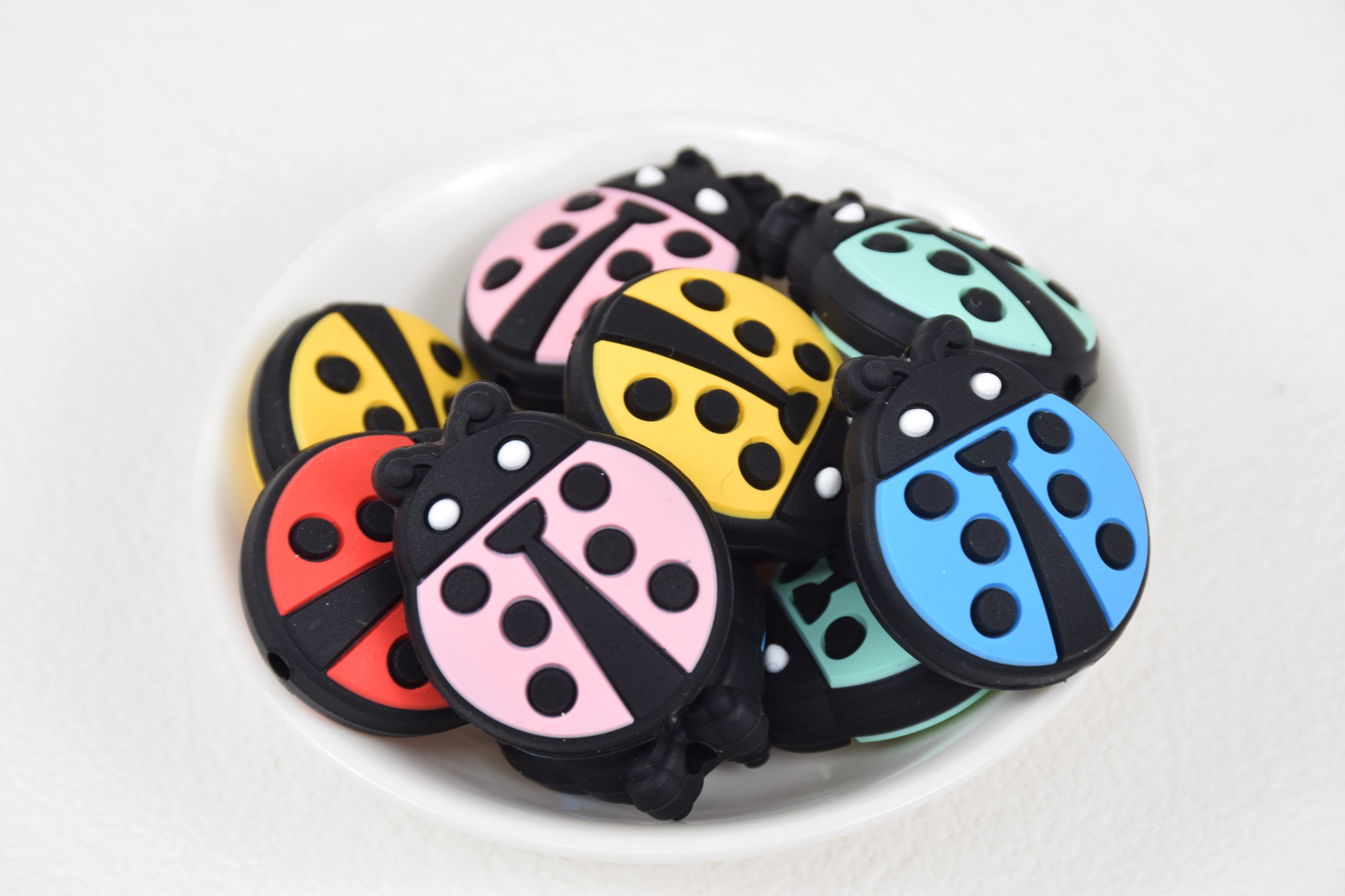 Perle Silicone Coccinelle 23mm - Couleur Au Choix, Pour Création Bijoux, Neuf