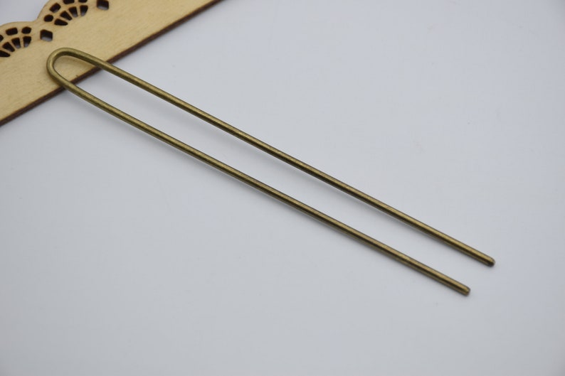 20 metal hair pin,simple hair fork,hair bun holder,U shaped hair pin,hair slide for hair,DIY bun pin,blank hair pin,hair accessories,110mm antique bronze