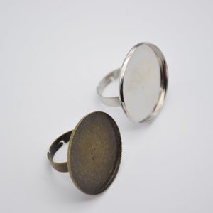 20 metal round ring,bezel ring base,filigree ring blank with 30mm cabochon bezel setting,ring blank with tray pad,jewelry finding