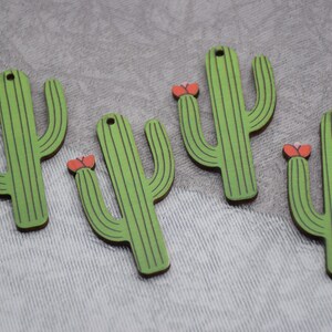 Cactus Flower Print Wood Earrings Blank ,Wood Laser Cutout,Unfinished Wooden Pendants,Drop Earrings,Painted Wooden Charms DIY Jewelry Making