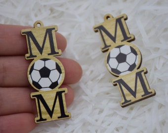 Soccer Football Print Wood Earring Blanks,MOM Sport Wooden Earrings,Laser Cut Earring Charm,Drop Earring Making Accessory,Dangle Crafts