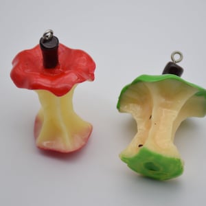 6 Resin/Plastic Apple Core Cabochons,Christmas Tree Ornament,Party Decor,House Decoration,Kawaii Decoden Cute Fruit Charms,43mmx35mm