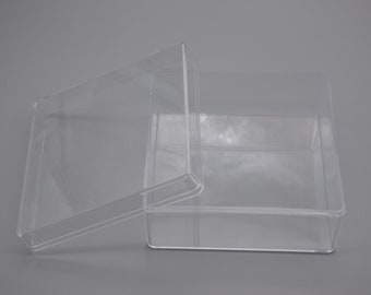 2PCS 105mmx105mmx50mm Square Clear Plastic Boxes,Boxes With Lid,Organizer Storage Boxes,Clear Display Cases,Transparent Container Boxes AB98