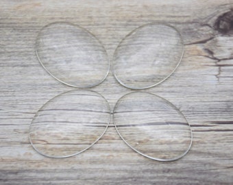 5Pcs 40x30mm oval clear glass cabochons,transparent circle domed magnifying glass cabochon covers