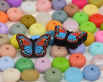 Butterfly Focal Silicone Beads,Animal DIY Focus Pen Bead,Loose Beads,Gifts Beads,Jewelry Accessories,Craft Supplies,Wristlet,Lanyard Beads