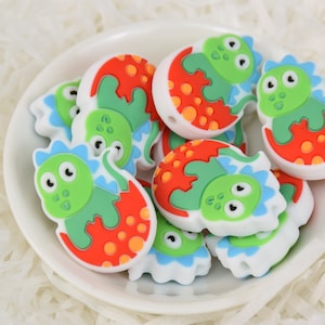 Dinosaur Egg Animal Focal Silicone Beads,DIY Pen Loose Bead,Gifts Charms Beads,Jewelry Accessories,Craft Supplies,Lanyard,Keychain Beads