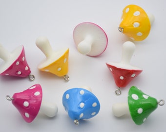 Mix Colors-10 Resin/Plastic Mushroom Cabochons,Christmas Tree Ornament,Party Decor,House Decoration,Kawaii Decoden Cute Charms,31mmx24mm