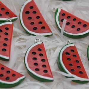 10 Resin/Plastic Watermelon Cabochons,Christmas Tree Ornament,Party Decor,House Decoration,Kawaii Decoden Cute Fruit Charms,36mmx17mm