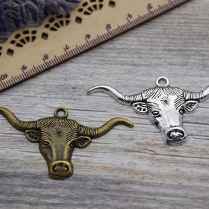 10 Bull Head Charm Cow Charm Cattle Pendant Buffalo Western Charm 61mm*31mm