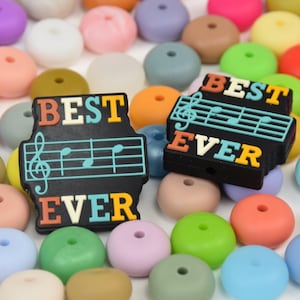 Perline in silicone "Best Music Ever Focal", perline fai da te a forma di nota musicale, perline sciolte, perline da regalo, accessori per gioielli, braccialetti, perline per cordini