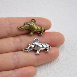 Metal Rhinoceros Rhino Animal Charm,Jewelry Making Crafts,Earring Necklace Pendant,Jewelry Findings,Jewelry Accessories,24mmx14mm