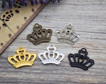 20 Crown Charm Princess Crown Charm Queen Crown Charm Regal Royal Charm Head Crown Charm Pendants Necklace Bracelet Earring 21mm*17mm