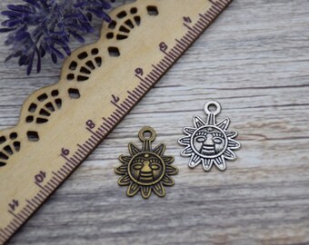 10 Sun Face Charm Sunburst Charm Starburst Charm Sunshine Sun With Rays Charm Pendant Necklace Bracelet Earring 20mm*17mm