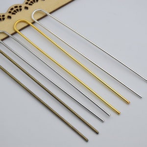 20 metal hair pin,simple hair fork,hair bun holder,U shaped hair pin,hair slide for hair,DIY bun pin,blank hair pin,hair accessories,110mm image 1