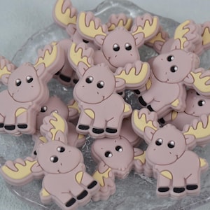 Reindeer Deer Animal Focal Silicone Beads,DIY Pen Loose Bead,Gifts Charms Beads,Jewelry Accessories,Craft Supplies,Lanyard,Keychain Bead