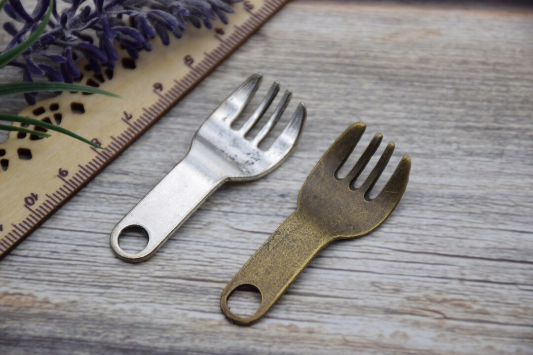 5 Pewter Fork Charm,tableware Charm,food Charms,cooking Charm,chef