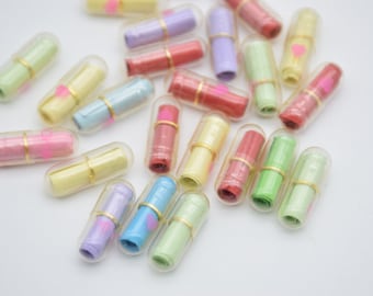 Mix Color-100 Cute Heart Clear Pill Capsule Cabochons Blank Message Letter Transparent Pill Scrapbooking Wishing Jar Making Decoden, 21mmx6mm