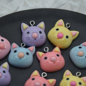 10 hars/kunststof kat cabochons, kerstboom ornament plakboek, feestdecoratie, kawaii decoderen schattige dieren bedels hangers, 20 mm x 19 mm