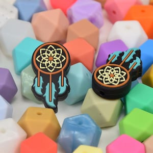 Perline in silicone a forma di acchiappasogni, penna a forma di acchiappasogni fai da te, perline sciolte, perline da regalo, accessori per gioielli, braccialetti artigianali, perline da cordino