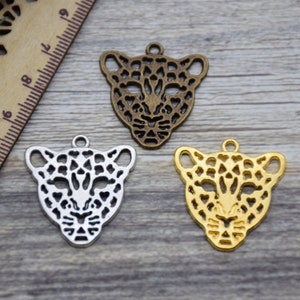 10 Leopard Charm Cheetah Charm Jaguar Charm Cougar Panther Charm Safari Creature Charm Animal Charms Pendants 28mm26mm image 1