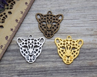 10 Leopard Charm Cheetah Charm Jaguar Charm Cougar Panther Charm Safari Creature Charm Animal Charms Pendants 28mm*26mm