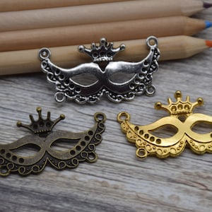 10 Mask Charm Masquerade Ball Mask Charm Mardi Gras Mask Charm Joker Jester Mask Party Pendants Necklace Bracelet Earring 40mm*21mm