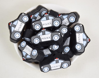 Police Car Silicone Beads,Focal Bead,Gifts For Beadable Pens