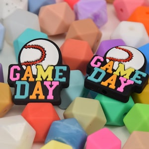 Baseball Game Day Focal Silicone Beads,Sport DIY Focus Pen Bead,Loose Beads,Gifts Beads,Jewelry Accessories,Craft,Wristlet,Lanyard Beads