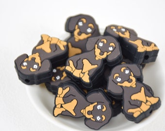 Contas de silicone com estampa de cachorro de desenho animado, Contas de caneta faça você mesmo no atacado, Contas de berloques para presentes, Acessórios de joalheria, Suprimentos para artesanato, Pulseira, Chaveiro, Cordão
