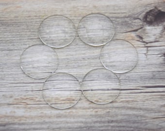 5Pcs 25mm round clear glass cabochons,transparent circle domed magnifying glass cabochon covers