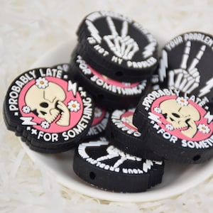 Contas de silicone com foco em mão de esqueleto fantasma de Halloween, contas soltas para caneta faça você mesmo, contas para presentes, acessórios de joalheria, materiais de artesanato, cordão, chaveiro