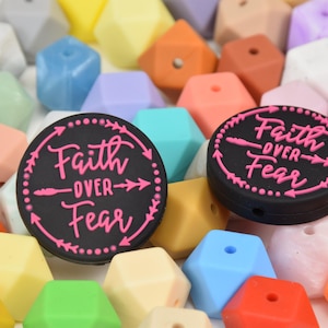 Faith Over Fear Focal Silicone Beads,Religious DIY Focus Pen Bead,Loose Beads,Gifts Beads,Jewelry Accessories,Wristlet,Lanyard Beads