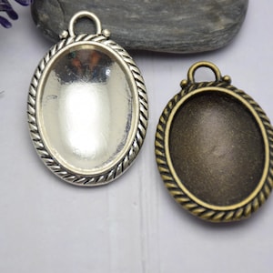 5pcs metal oval pendant tray,bezel base setting,tray base setting,fit for 20x30mm cabochons,cameo