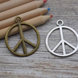10 Peace Sign Symbol Charm Pendant Necklace Ornament Bracelet Decoration Earring Crafts 34mm*30mm