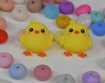 3D Chick Chicken Silicone Beads,Animal Focal Bead,Gifts For Beadable Pens