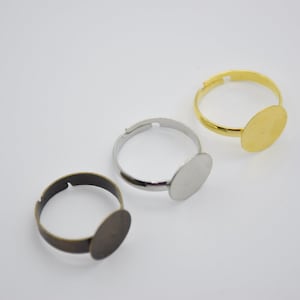 20 metal round ring,bezel ring base,ring blank with 12mm cabochon bezel setting,ring blank with tray pad,jewelry finding